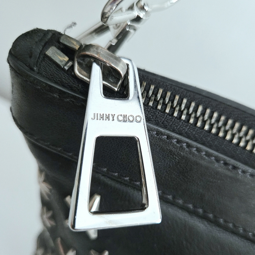 Authentic JIMMY CHOO Sky Star Studded Black Clutch Wallet WOC Crossbody Shoulder - Picture 9 of 16